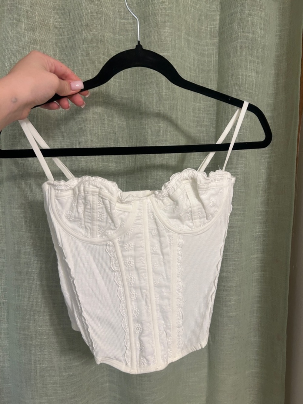 Urban Outfitters White Lace-Trim Corset Top